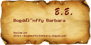 Bogdánffy Barbara névjegykártya